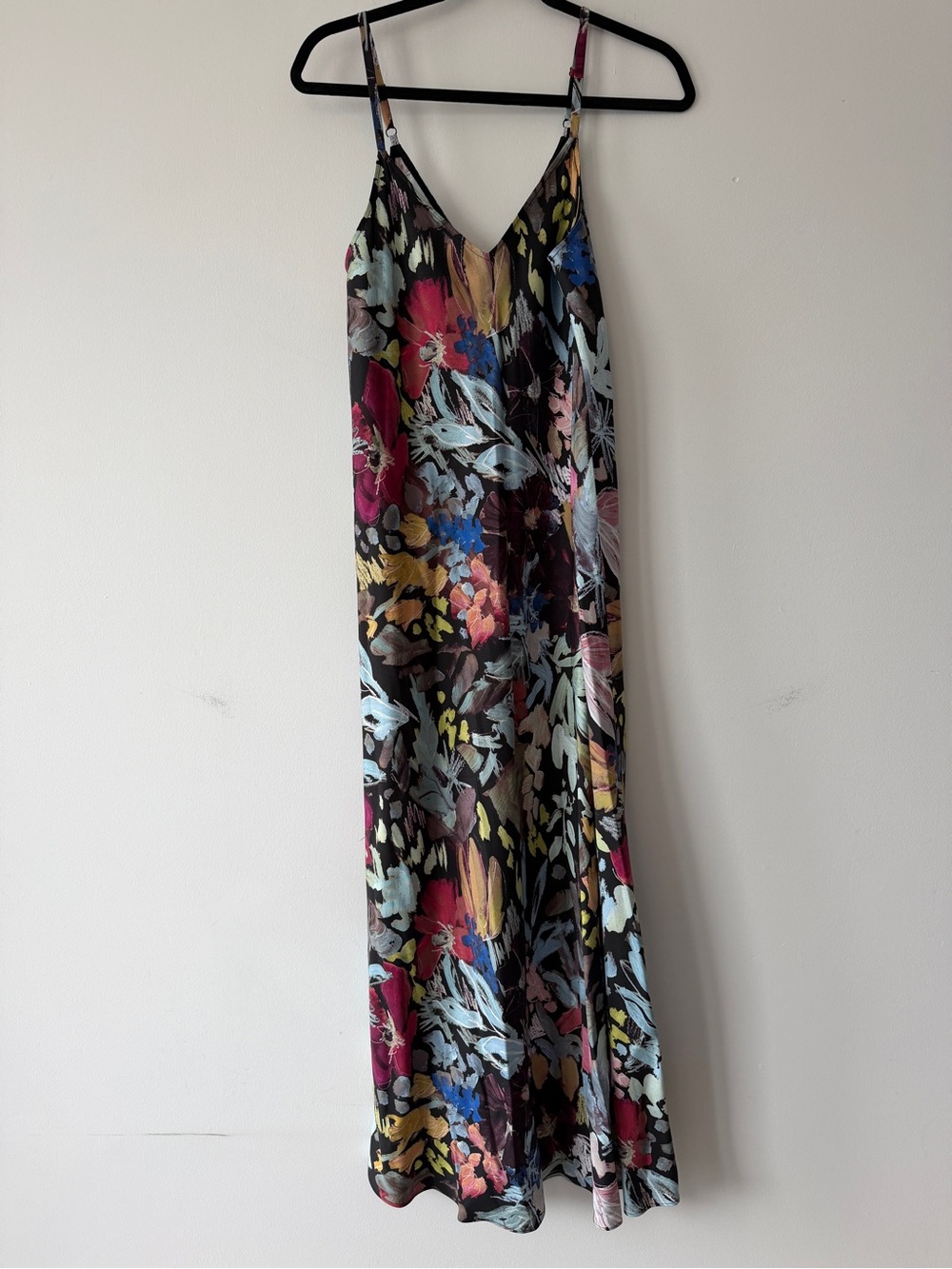 Ted Baker Black Floral Slip Midi Maxi Slip Dress with Multicolor Print size 6 - Picture 2 of 8